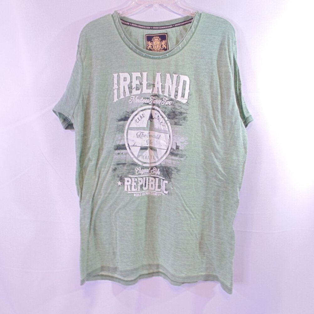 Irish Conexxion, Dublin Ireland Republic, Clover V-Neck Green Tee, XL